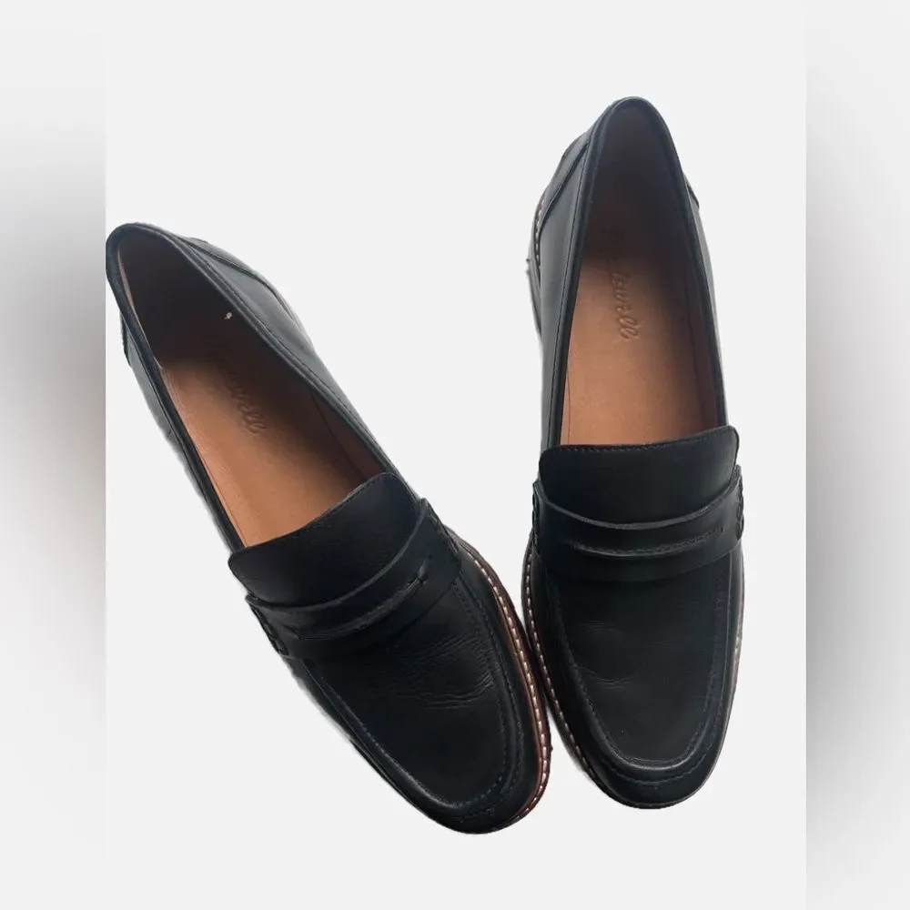 Madewell The Corinne Lugsole Loafers in True Black leather.  10